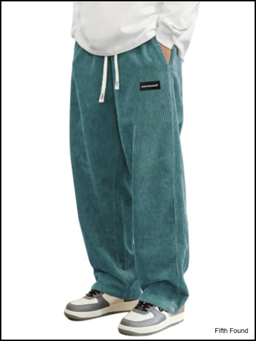Mens Corduroy Casual Pants Thermal Fleece Lined Straight Leg Drawstring